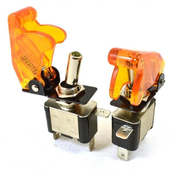 INTERRUTTORE ON-OFF LED ARANCIO C/PROTEZIONE DI SICUREZZA - Confezione da 2 PZ