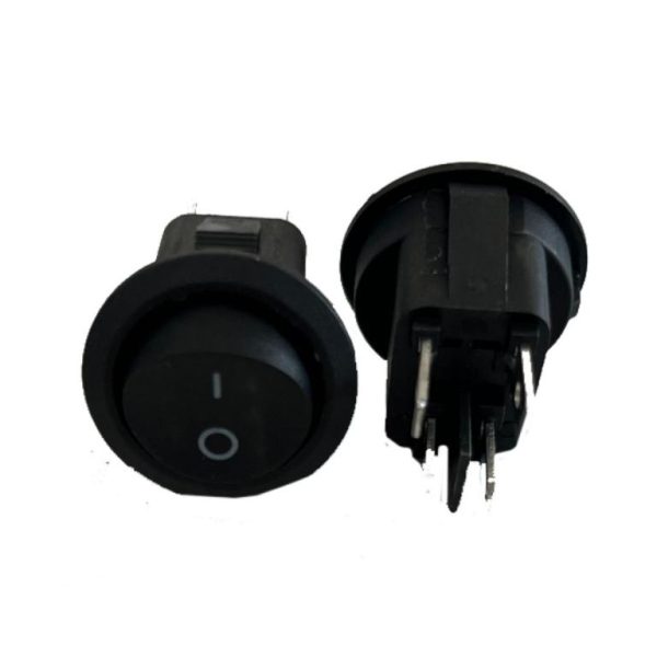 INTERRUTTORE TONDO NERO BIPOLARE 4 FASTON BASCULANTE 12V - Confezione da 5 PZ
