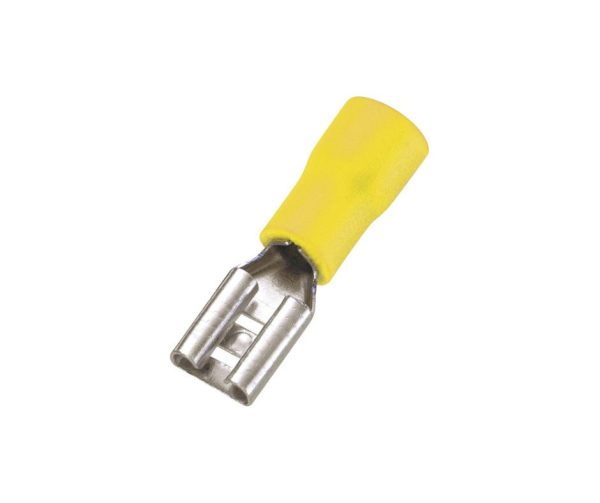 FASTON FEMMINA GIGANTE COMPLETAMENTE ISOLATO GIALLO - Pack of 50 PZ